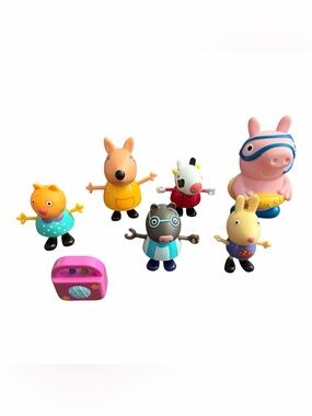 Peppa Pig Colorful Character Figures Set - Pink, Yellow, Blue, Red, Gray
